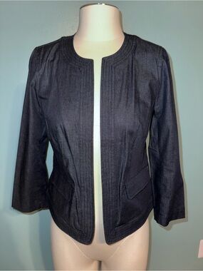 NWT LOFT Dark Blue Denim Cotton Dressy Jacket Size Small Lightweight